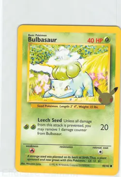 Bulbasaur 44/102 Celebrations Promo Pokemon First Partner Pokem NM (Jumbo Card) - Image 1