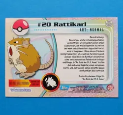 TV Animation 20 Rattikarl Non-Holo Blue Logo, Pokemon Karte Topps Series 1, 1999 - Image 2