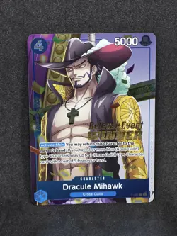 Dracule Mihawk P-081 Pre-Release Event Winner Promo Stamp One Piece LP - Image 1