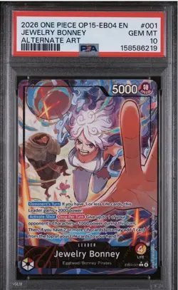2026 One Piece OP15 EB04 EN Jewelry Bonney Alternate Art #001 PSA 10 GEM MINT - Image 1
