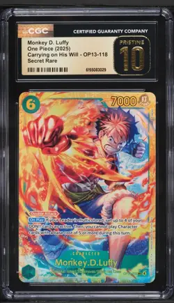 2025 ONE PIECE CARRYING ON HIS WILL SECRET RARE MONKEY D. LUFFY CGC 10 PRISTINE - Image 1