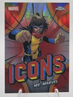2026 Topps Chrome Marvel Comics #MI-15 Ms Marvel Icons Red Refractor 1/5 SSP - Image 1