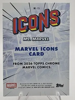 2026 Topps Chrome Marvel Comics #MI-15 Ms Marvel Icons Red Refractor 1/5 SSP - Image 2