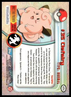 Topps Pokemon Clefairy #35 1999 TV Animation Edition Non Holo Blue Logo NM - Image 2