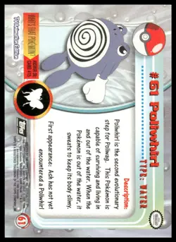 Topps Pokemon Poliwhirl #61 1999 TV Animation Edition Holo Black Logo NM - Image 2
