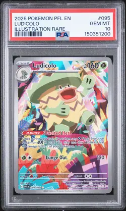 2025 POKEMON PFL EN-PHANTASMAL FLAMES ILLUSTRATION RARE #095 LUDICOLO PSA 10 - Image 1
