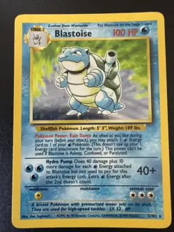 Pokemon TCG Base Set Blastoise Holo Card 2/102 - Image 1