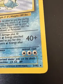 Pokemon TCG Base Set Blastoise Holo Card 2/102 - Image 2