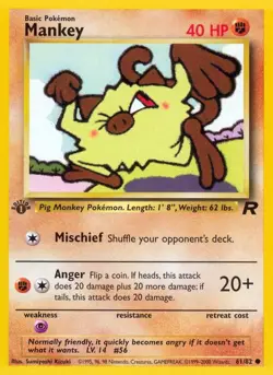 Mankey - 61/82 Team Rocket 1st Edition Pokemon - NM - Image 1