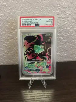 2025 Pokemon TCG Bulbasaur 133/132 ME01 Illustration Rare Holo PSA 10 EN - Image 1