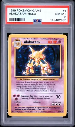 1999 POKEMON GAME #1 ALAKAZAM-HOLO PSA 8 - Image 1