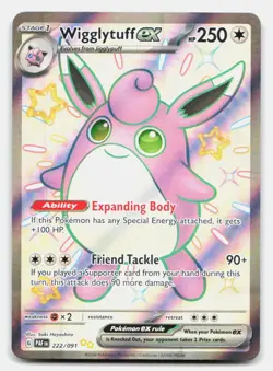 Wigglytuff ex 222/091 Shiny Ultra Rare Paldean Fates Pokemon Holo NM - Image 1