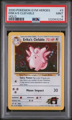 Erika’s Clefable 2000 Pokemon Gym Heroes PSA 9 Holo #3 3/132 Mint SWIRL - Image 5