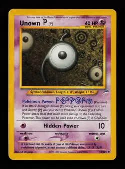 Unown [P] 58/105 Unlimited Uncommon Neo Destiny Pokemon Cards - Image 1