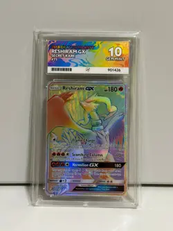 Reshiram GX 2018 Dragon Majesty 71 Rainbow Secret Rare Ace Grading Gem Mint 10 - Image 1