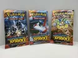 3x Pokemon Scarlet And Violet Surging Sparks Factory Sealed 10 Card Booster Pack - Image 1