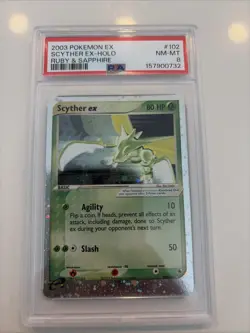 2003 Pokemon EX Scyther EX Holo Ruby & Sapphire #102 PSA Grade 8 - Image 1