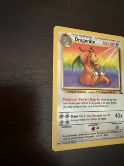 POKEMON FOSSIL DRAGONITE 19/62 RARE NON HOLO LP - Image 3