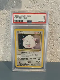 Pokemon TCG 1999 Chansey Base Set Holo Rare 3/102 English PSA 5 - Image 1