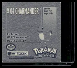Nintendo Pokemon Artbox Series 1 Sticker Charmander #04 1999 - Image 2