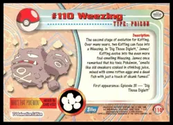 Topps Pokemon Weezing #110 TV Animation Edition Non Holo Blue Logo 2000 NM - Image 2