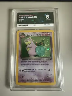 Pokemon TCG Team Rocket Dark Slowbro Holo Card 12/82 Ace Graded 8 - Image 1
