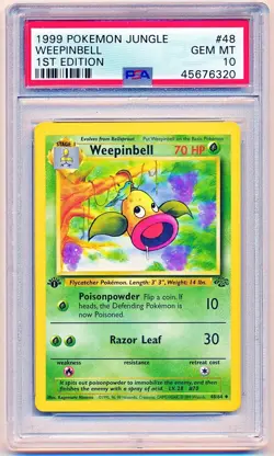 Pokemon Jungle Weepinbell Uncommon 1st Edition #48 PSA 10 - POP 393 - Image 1