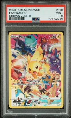 PSA 9 2023 POKEMON SWORD AND SHIELD CROWN ZENITH #160 FA/PIKACHU CROWN ZENITH - Image 1