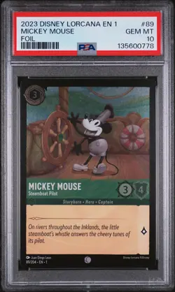 2023 DISNEY LORCANA EN 1-THE FIRST CHAPTER MICKEY MOUSE - STEAMBOAT PILOT PSA 10 - Image 1