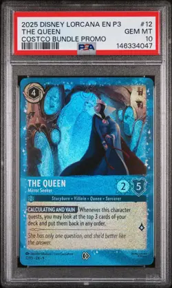 2025 DISNEY LORCANA EN P3-PROMO #12 THE QUEEN - MIRROR SEEKER PSA 10 - COSTCO - Image 1