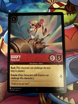 Disney Lorcana TCG Azurite Sea Goofy Flying Goof 123/204 Rare Cold Foil - Image 1