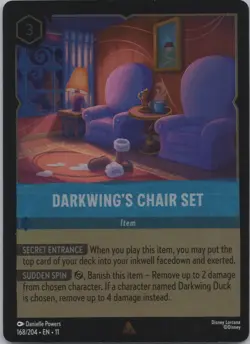 Disney Lorcana Winterspell (11) COLD FOIL #168 Darkwing's Chair Set - Image 1
