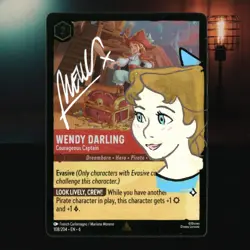 Disney Lorcana Card - French Carlomagno Signed / Auto & Sketch - Wendy Foil - Image 1