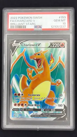 Charizard V 153/172 - Brilliant Stars - Graded PSA 10 GEM MT Pokemon Card - Image 1