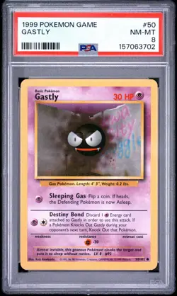 1999 Pokemon Base Set Gastly Card #50 PSA 8 - Image 1