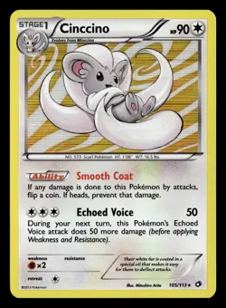 Cinccino 105/113 Holo Rare Legendary Treasures Pokemon Card - Image 2