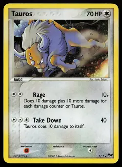Tauros 5/17 Holo Rare POP Series 2 Pokemon Card - Image 1
