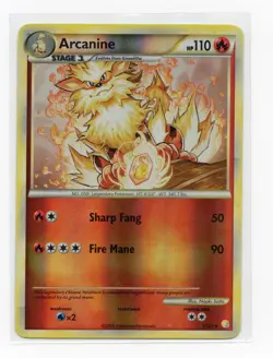Pokemon Arcanine Holo Rare HeartGold SoulSilver 1/123 LP-NM WOTC Vintage - Image 1