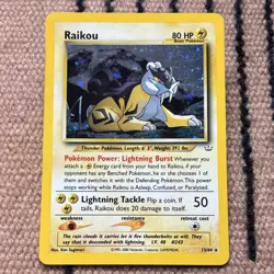 Nintendo Pokemon TCG Raikou 13/64 Neo Revelation Holo Rare 2000 80 HP Sugimori - Image 1