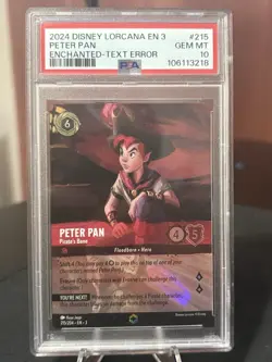 Disney Lorcana Peter Pan Enchanted 215/204 - Misprint Error PSA 10 Gem Mint MT - Image 2