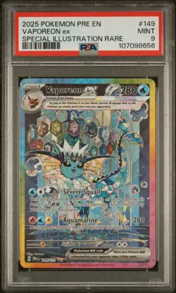 2025 POKEMON PRE EN VAPOREON Ex SPECIAL ILLUSTRATION RARE PSA 9 - Image 1