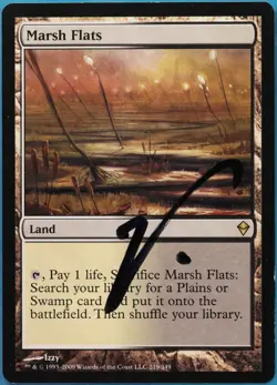 Marsh Flats Zendikar PLD Land Rare SIGNED MAGIC MTG CARD (ID# 521435) ABUGames - Image 1