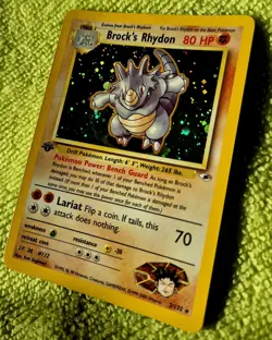 Pokemon Karte Brock’s Rhydon #2 - Gym Heroes 1st Edition - Englisch - Rare Holo - Image 1