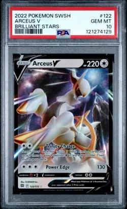 Pokemon TCG Arceus V 122/172 Swsh09: Brilliant Stars Full Art PSA 10 - Image 1