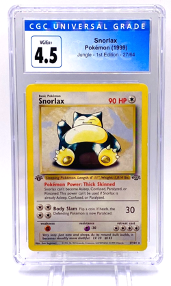Pokemon English Snorlax 27/64 1999 Jungle 1st Edition Rare CGC 4.5 - Image 1