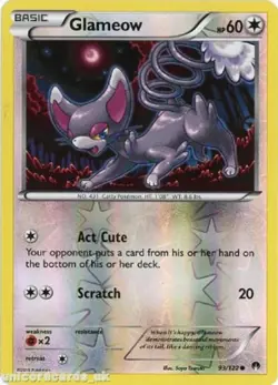 POKEMON CARD REVERSE HOLO GLAMEOW 93/122 NO 431 CATTY POKEMON TCG CCG - Image 1