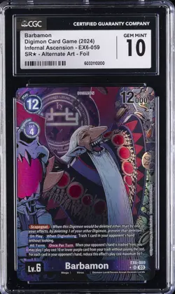 2024 DIGIMON CARD GAME #EX6-059 BARBAMON CGC 10 GEM MINT - Image 1