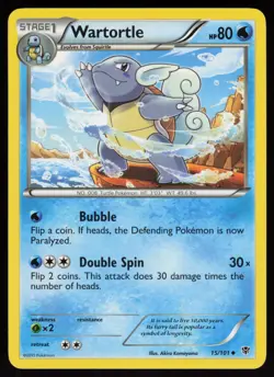 Wartortle 15/101 Plasma Blast Akira Komayama Art Pokemon TCG Card - Image 1