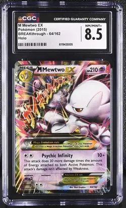CGC 8.5 M Mewtwo EX 2015 BREAKthrough 64/162 Holo Pokemon Card - Image 1