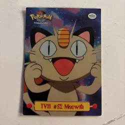 Topps Pokemon 1st print blue logo rainbow foil TV11 Meowth #52 puzzle card - Image 1
